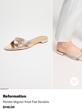 Reformation Metallic Gold Knot Flat Sandals
